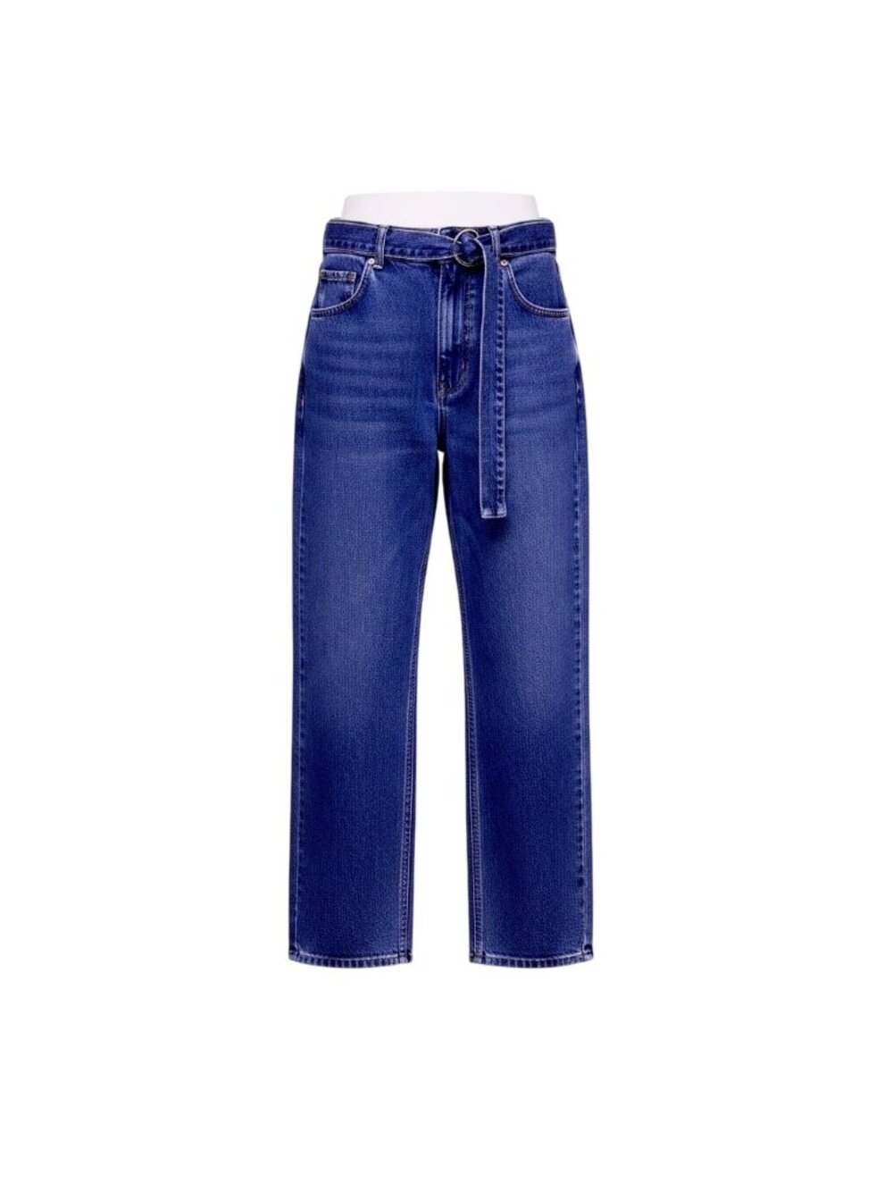 We The Free Womens Blue Cotton Belted High-Waisted Wide-Leg Denim Jeans Size 30
